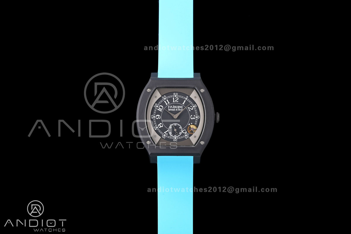 F.P.Journe Elegante PVD AVF Best Edition Black Dial on Blue Rubber Strap Quartz